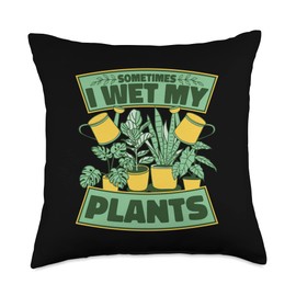 Raised Bed Gardening Tool Set Gifts For Beginners Sometimes I Wet My Plants Ideas Gardening Throw Pillow, 18x18, Multicolor