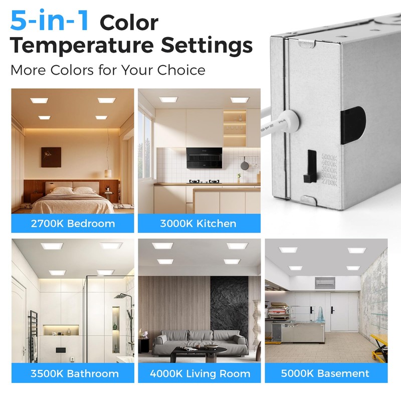 HONZIN 12 Pack 4 Inch Square Recessed Lighting, 5CCT Ultra