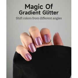 ruyeefam Glitter Nail Polish Strips, 32 Pcs Salon Quality Gel Nail Stickers, Long Lasting Wraps Easy to Use & Remove (Glitter Purple Grape)