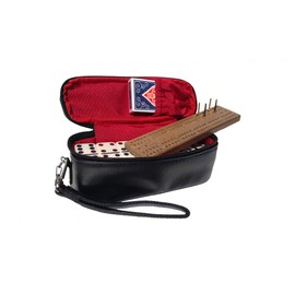 Alex Cramer The Perfect Traveler Classic Domino Set with Leather-Look Travel Case and a Deck of Miniature Playing Cards (Domino Set)