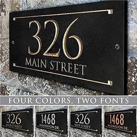 Stone Address Plaque With Engraved Numbers. Address Sign Made from solid, real stone. Four Sizes