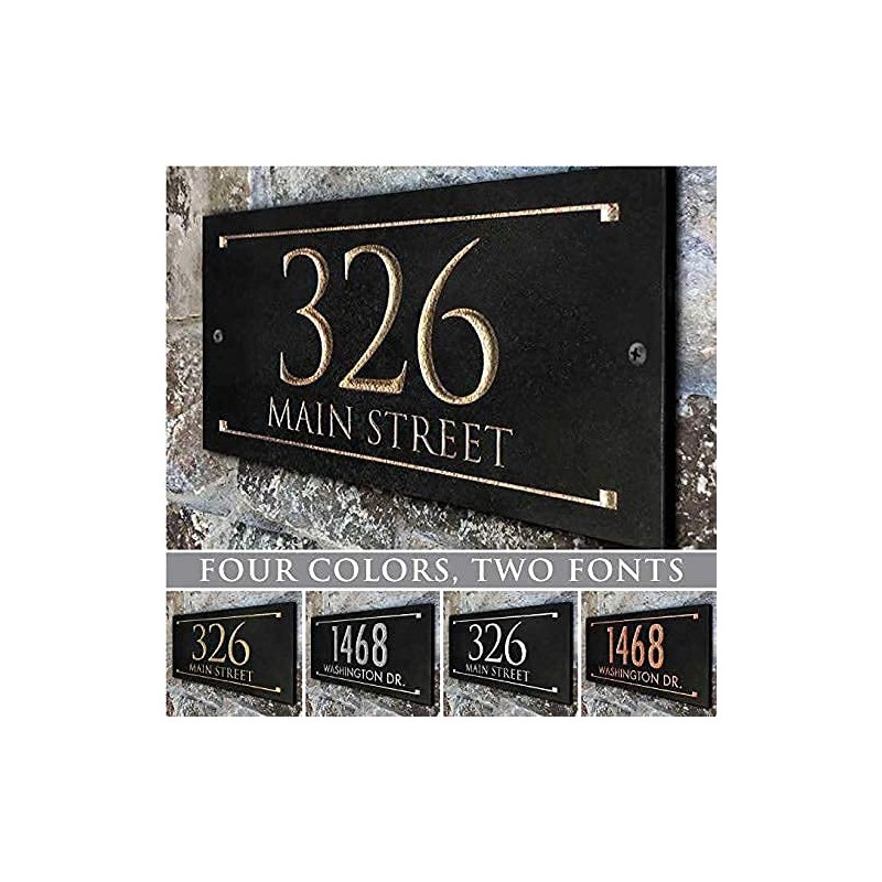 Stone Address Plaque With Engraved Numbers. Address Sign Made from