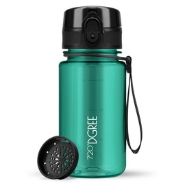 720°DGREE Water Bottle Kids 350ml “uberBottle“ crystalClear +Sieve - BPA-Free Tritan, Leakproof, Reusable Drinking Bottle - Waterbottle for Children from 2 Years, Kindergarten, School, Playground
