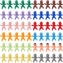 ZZYFGH ZZYFGH 60 Mini Plastic Little Babies 12 Colors Tiny Figurines for Baby Shower Ice Cube Game, Bulk Small King Cake Dolls 1 Inch