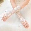 Cubahop Wedding Lace Crystal Gloves White Long Fingerless Gloves Handmade