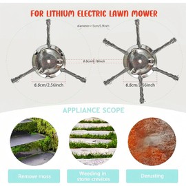 Steel Wire Grass Trimmer Head, 6 inch Universal Steel Wire Trimmer Head, Wire Trimming Head for weedeater, Tool-Free Installation (6 Blades)