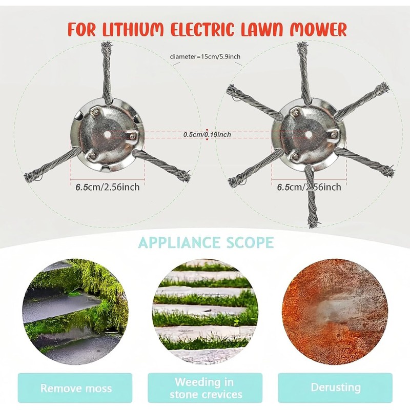 Steel Wire Grass Trimmer Head, 6 inch Universal Steel Wire