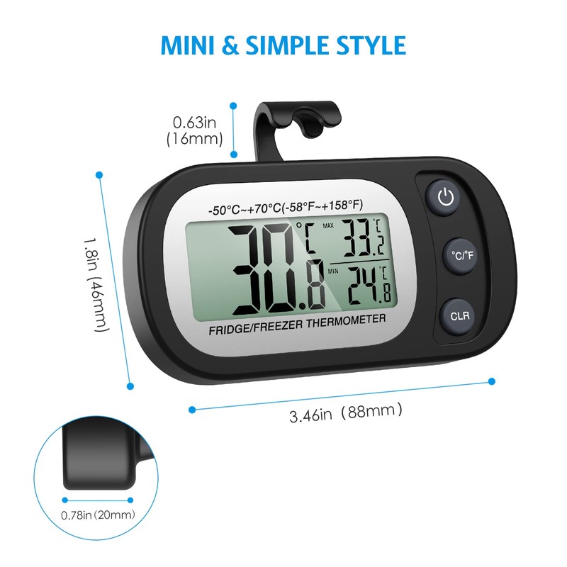 【2 Pack】Brifit Digital Fridge Thermometer, Freezer Thermometer Temperature Monitor with
