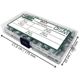 100-Piece Set Composite Sleeves with Hexagon Socket and Wide Collar Made of Galvanised Steel, Screw Nut, Screw-in Sleeve, Threaded Socket, Threaded Insert, Various Sizes and Lengths M6-M8