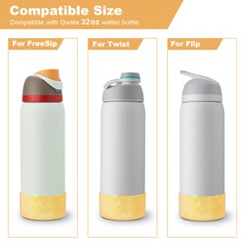 2PCS Glitter Silicone Boot for Owala Water Bottle 24 oz 32 oz 40 oz, Anti-Slip Protective Sleeve for Owala Twist,FreeSip and Flip Stainless Steel Water Bottle, BPA-Free, Dishwasher Safe, Accessories