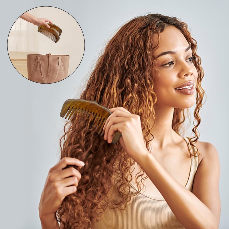 Pack of 2 Sandalwood Combs, Handmade Sandalwood Comb, Antistatic Wooden