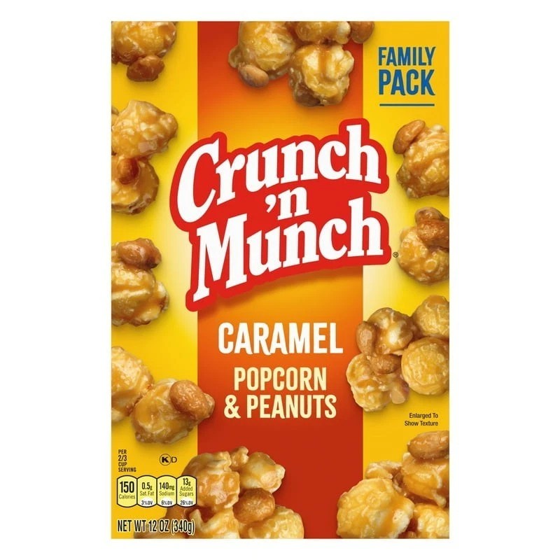 (2-Pack) CRUNCH 'N MUNCH Caramel Popcorn with Peanuts, 12 oz