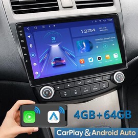 Slakerbe 4GB+64GB Car Radio Stereo Fit for Honda for Accord 7 2003-2007 10inch Touch Screen Wireless CarPlay Android Auto with Mirror Link Backup Camera WiFi GPS Navigation Bluetooth FM/RDS Radio SWC
