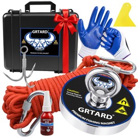Grtard 1200LBS Magnet Fishing Kit with Case for Men's Gifts, Strong Neodymium Fishing Magnets with Strong Magnets for Retrieving Items in River, Lake, Lawn(3.55 Inch), Gifts for Men, Dad, Husband