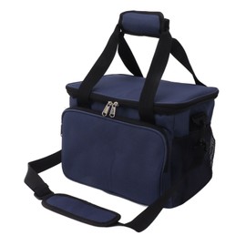 Insulated Lunch Bag Thicken Waterproof Oxford Cloth Cooler Cooling Large Lunch Bag with Handle and Strap for Outdoor Navy Blue