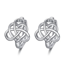 WINNICACA Heart Celtic Earrings 925 Sterling Silver Love Celtic Knot Huggie Hoop Earrings Leverback Earrings for Women Celtic Jewelry Irish Gifts for Women Birthday Gifts Ideas