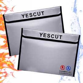 YESCUT Fireproof Safe Bag, Collecting Bag, Valuable Document Storage Case, Cash Storage Case, Fireproof Case, 15.0 x 9.1 x 7.1 inches (38 x 28 x 23 x 18 cm), Set of 2, Set of 2, Fireproof,