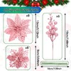 22-Piece Christmas Poinsettia Artificial Flower and Glitter Berries Kit with