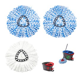 DANUDON 3 Pack Spin Mop Replacement Head, Mop Heads Replacements Compatible with RinseClean 2-Tank System, Spin Mop Refill Replace Head Spinning Mop Head Replacement (NOT for 1-Tank System)