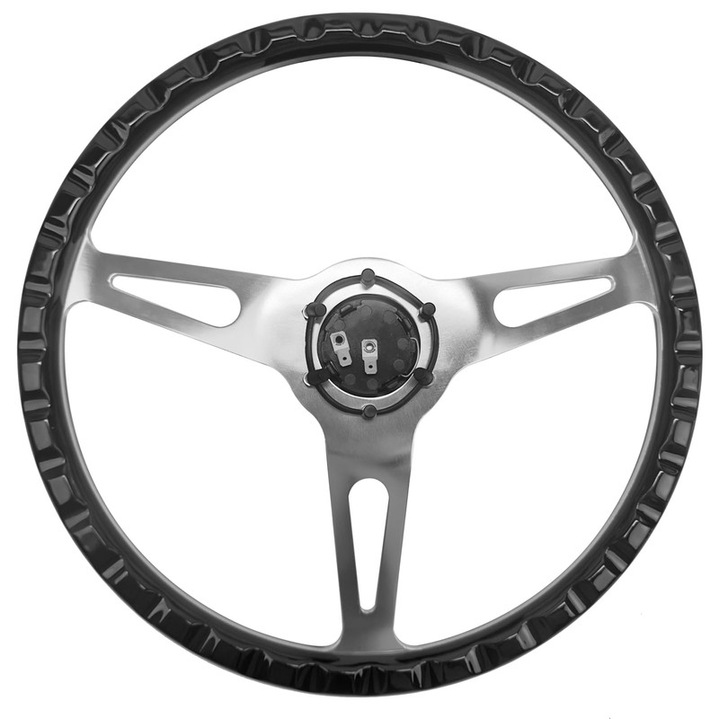 Hiracing 15inch Classic Wood Grain Steering Wheel With Riveted Light