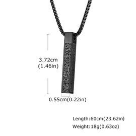 Pregeckit Ayatul Kursi Vertical Pendant Necklace Stainless Steel 3D Bar Allah Necklace for Men Women Islamic Quran Prayer Talisman Islamic Jewelry Islam Eid Ramadan Gift (Black 3D bar necklace)