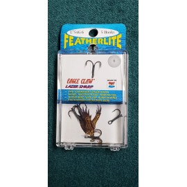 Eagle Claw Lot of 2 - Eagle Claw Lazer Sharp Featherlite Treble Hook size 6 L754G-6  5/pack