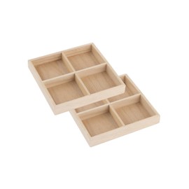 Wooden Candy Platters - Set of 2, 7"x7" Bamboo Square Serving Trays for Parties, Events, and Home Decor - 4 Compartment Candy and Snack Organizer (2 Pack)