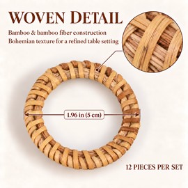 12 Piece Woven Napkin Ring Set Bohemian Napkin Holders for Thanksgiving Wedding Dinner Parties and Table Decor