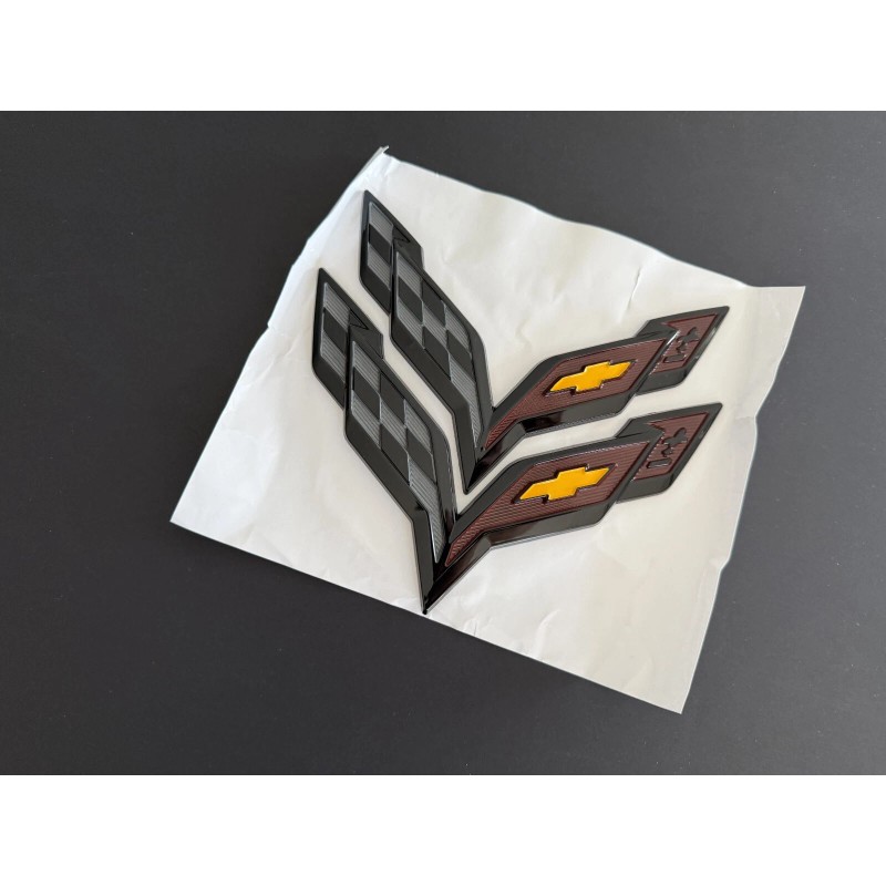 Corvette C7 Front Rear Emblem Badge 2014-2019 Cross Flag logo