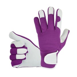COLOURLINX Ladies Leather Gardening Gloves Thorn Proof Rigger Gardening Work Gloves, Safety Working Gloves, Girls Women Garden Tools Mechanic Breathable Non-Slip Protection Gloves (Purple, Xs)
