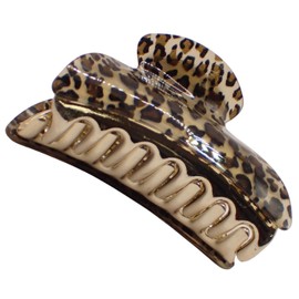 Topkids Accessories 9cm Shiny Acrylic Hair Claw Barrettes for Women Claw Clips for Women Girls Pretty Acrylic Hair Accessories for Girls (Golden Leopard)