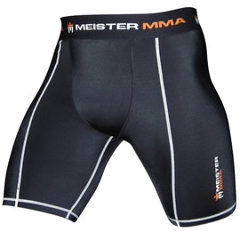 Meister Compression Rush Fight Shorts w/Cup Pocket - Black - Large (34-35)