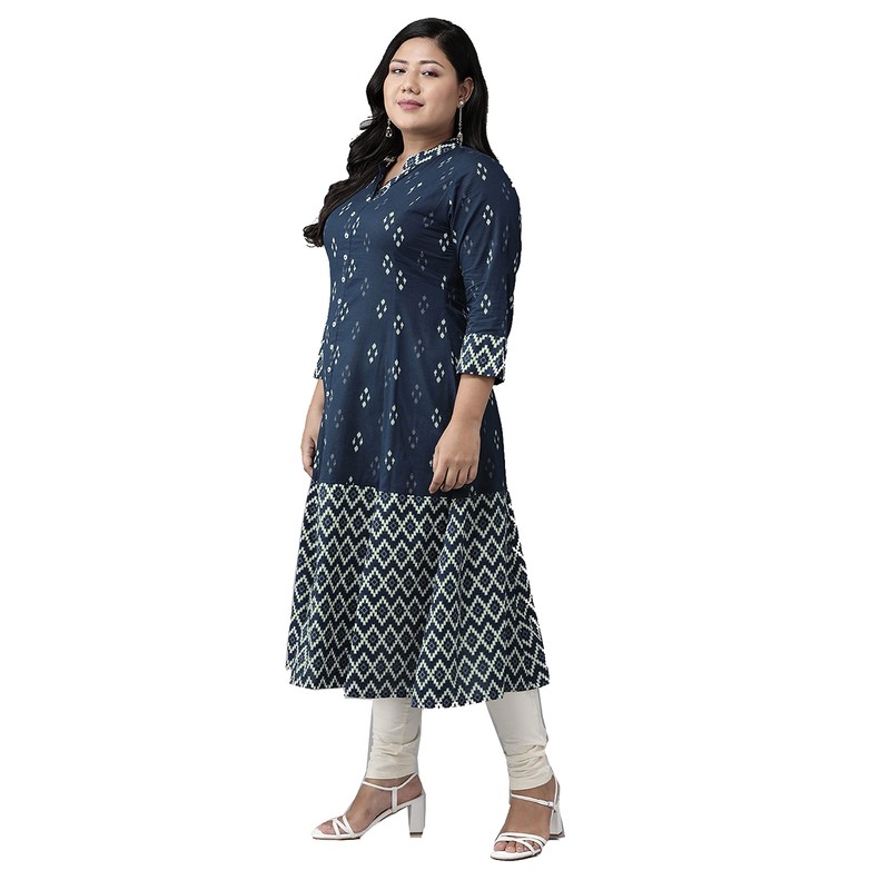 Yash Gallery Kurta de algodón indio con estampado de Ikat