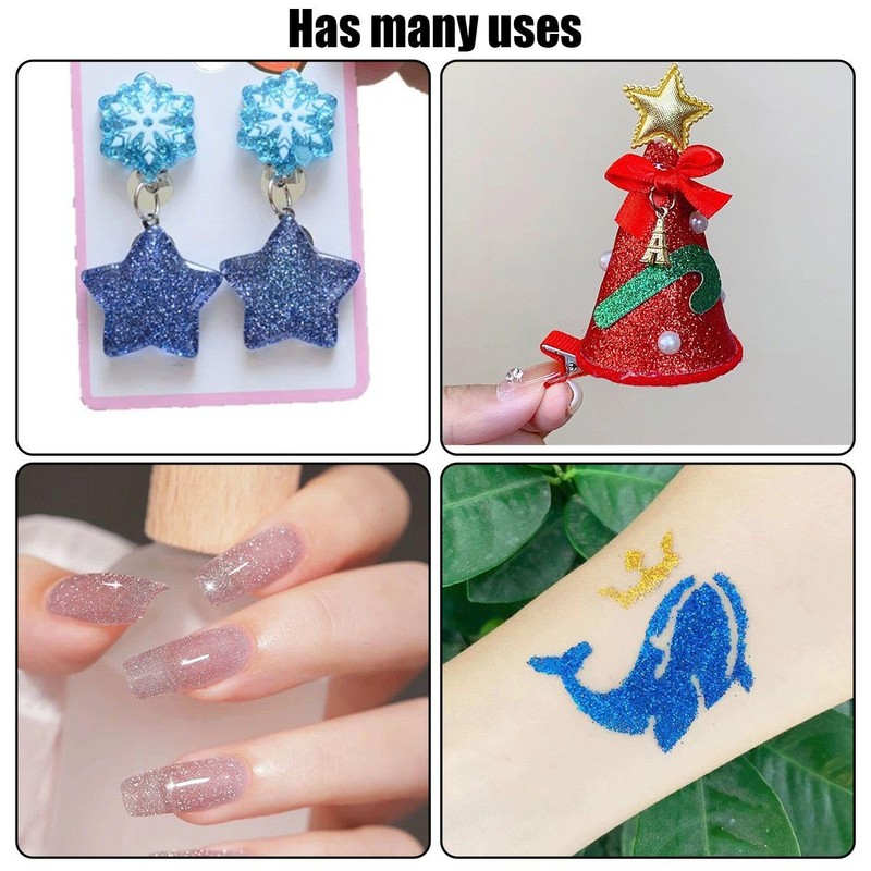 1 Box Fine Glitter, 1 Double Headed Sponge Stick, Twelve