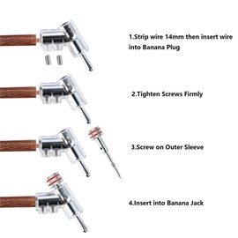 Tertullus Pack of 8 High End Angle Spreadable Lockable Banana Plugs Angled Angle Connector Gold-Plated Speaker Plug for Speaker Cable up to 7 mm