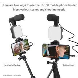ciciglow Smartphone Vlog Kit,LED Video Light +Omnidirectional Microphone + Tripod Phone Holder for Live Stream Vlog Video Shooting Video Conference Selfie