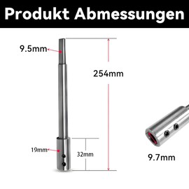 Bamyli 254 mm Drill Bit Extension for Forstner Drills, 3/8 Inch Shank, Deep Hole Holes and Precise Breakthroughs, Includes Set Screws and Allen Key