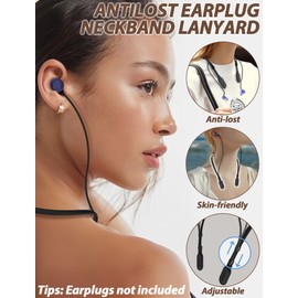 HALLEAST 5 Pack Earplugs Cord, Anti-Lost Earplug Lanyard Neckband, Safety Connector Strap, Black+White+Red+Yellow+Purple