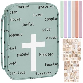 Silkfly Bible Covers for Women Bible Carrying Case with Handle Bible Holder Covers with 77 Small Bible Stickers and 6 Highlighters Bible Tote Bag Christian Gifts, 10 x 7.5 x 2.5 Inch(Stylish)