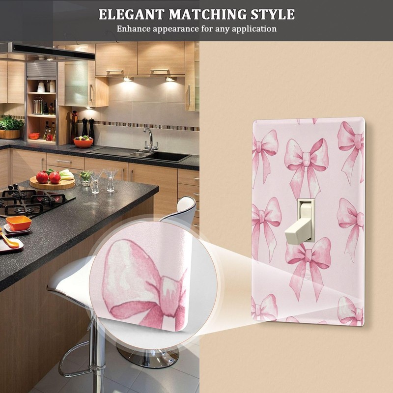 KJIZMO Duplex Outlets Wall Plate Cover, Unbreakable Pink Bows (1)