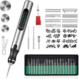 USB Rechargable Cordless Engraving Pen with 37bits,Mini Electric Engraver Pen Rotary Tools Engraved Jewelry Stone Metal Plastic Wood Resin Model
