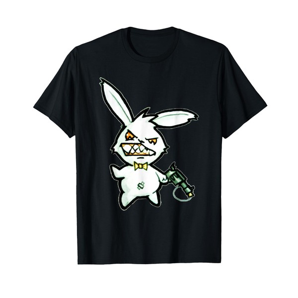 Crazy Loaded Pistol Psycho Bunny Shirt - Cartoon T-Shirt, black
