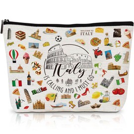Luvsweets Italy Travel Essentials Gifts - Italy Souvenirs Gift Makeup Bags, Italy is Calling I Must Go Cosmetic Bags with Zipper, Italy Themed Gift for Travelers Women Friends