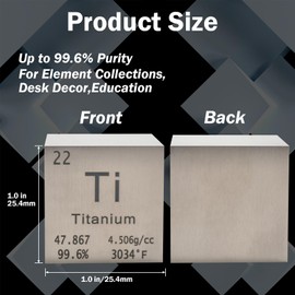 PFCKE - cubeta de titanio de densidad de metal, cubeta de metal puro de alta densidad para colecciones de elementos, experimentos de laboratorio, colección de mesa periódica, regalo creativo para profesores, ciencia (titanio, 1 pulgada)