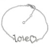 Love Text Word with Heart Charm Bracelet - 925 Sterling