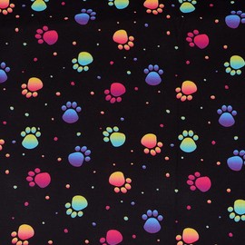 AHANDMAKER The Yard Dog Paw Print Upholstery Fabric Colourful Fabric with Cat Claws Cute Animal Paw Print for Sewing Clothing Accessories 1.12 Yard