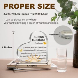 Thank You Gifts for Women, Inspirational Quotes Gifts, Human Sunshine Gifts, Motivational Gifts, Appreciation Gifts for Teacher Friends Coworkers Doctor Nurse, Acrylic Desk Sign Decor