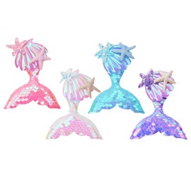 Mermaids Hair Clips Penta Angel 4Pcs Large Glitter Princess Hair Pin Barrette Accessory with Starfish Shell for Women Girls (Blue, Purple, Pink, White)