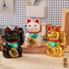 IBWell Gold/Black/White Maneki Neko Lucky Cat,Fengshui Cat- Waving Arm Battery