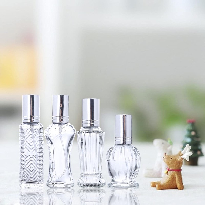 H&D 4 Stück Vintage nachfüllbare Parfümflaschen Glas Leere Sprühflasche Hochzeit